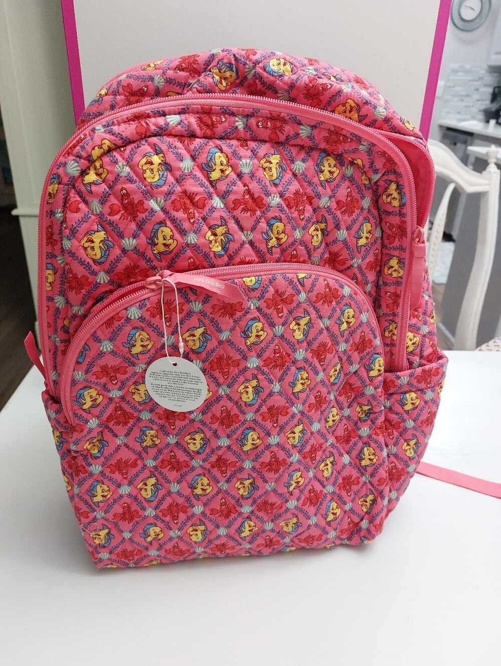 Vera Bradley Essential Large Backpack Ariel Pink Lagoon Ditsy NWT
